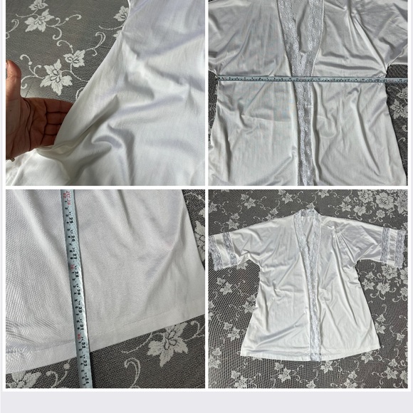 Vintage White Satin and Lace Teddy and Robe Set - Picture 5 of 10